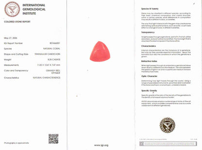 Red Coral (Moonga) Gemstone - 8.28 Carats