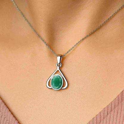 Timeless 925 Silver Emerald Stone Pendant