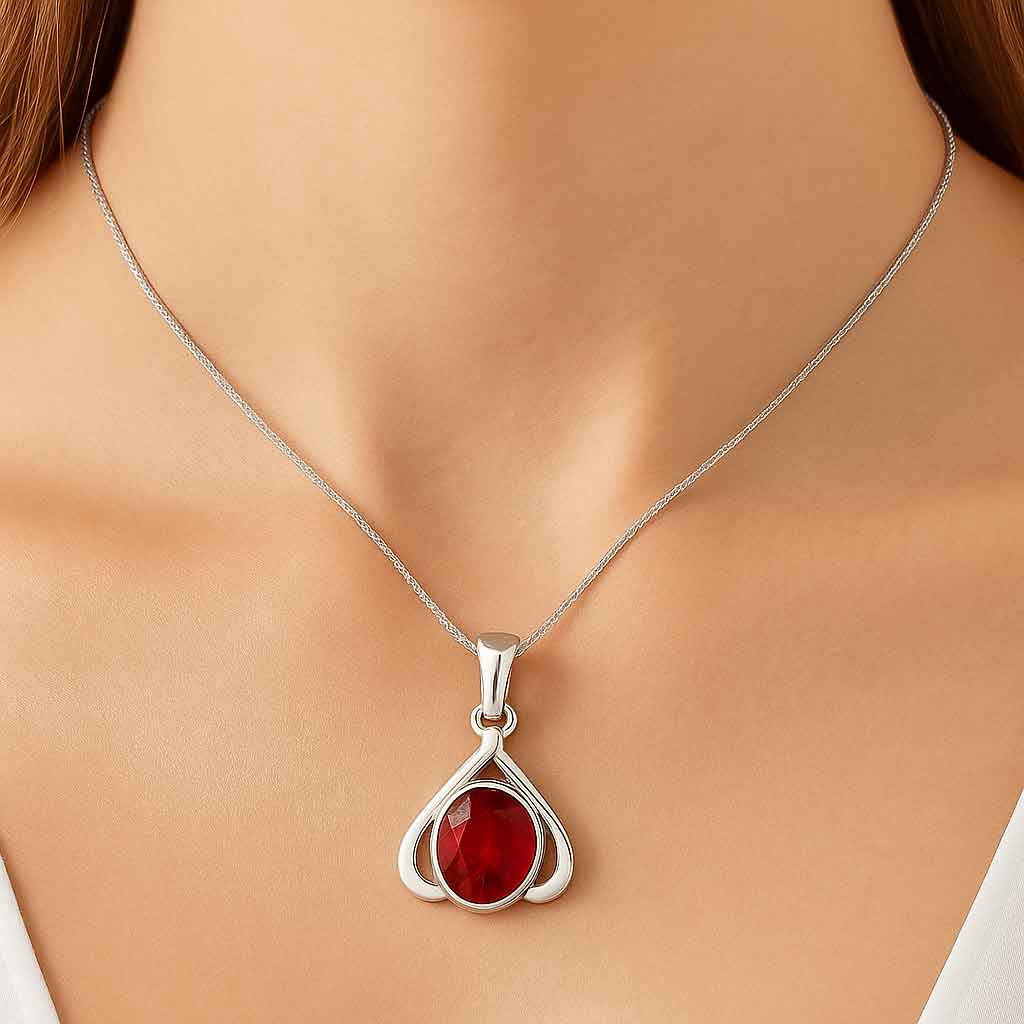 Bold & Stylish Sterling Silver Hessonite Garnet Pendant