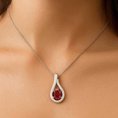 Timeless Sterling Silver Hessonite Garnet Stone Pendant