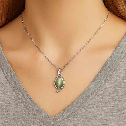 Luxury Designer Cat's Eye Gemstone Pendant in 925 Sterling Silver