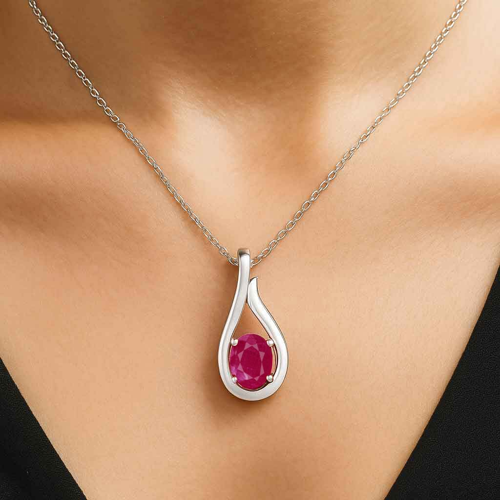 Timeless 925 Silver Ruby Stone Pendant