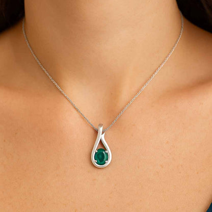 Modern 925 Sterling Silver Emerald Stone Pendant