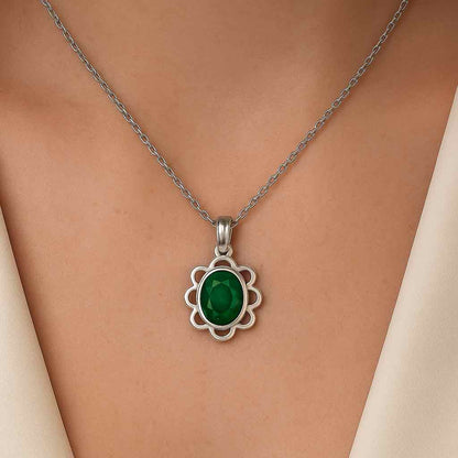 Handmade 925 Silver Emerald Gemstone Pendant