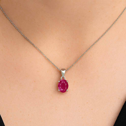 Luxury Designer Ruby Stone Pendant in Pure Silver