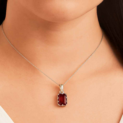 Luxury Designer 925 Silver Hessonite Garnet Pendant
