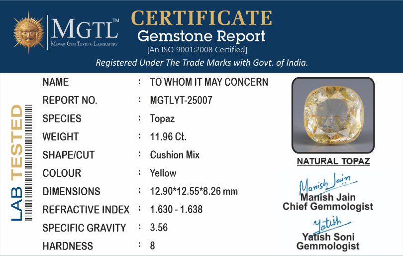 Yellow Topaz - 11.96 Carats