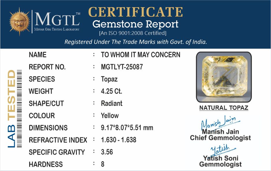 Yellow Topaz - 4.25 Carats