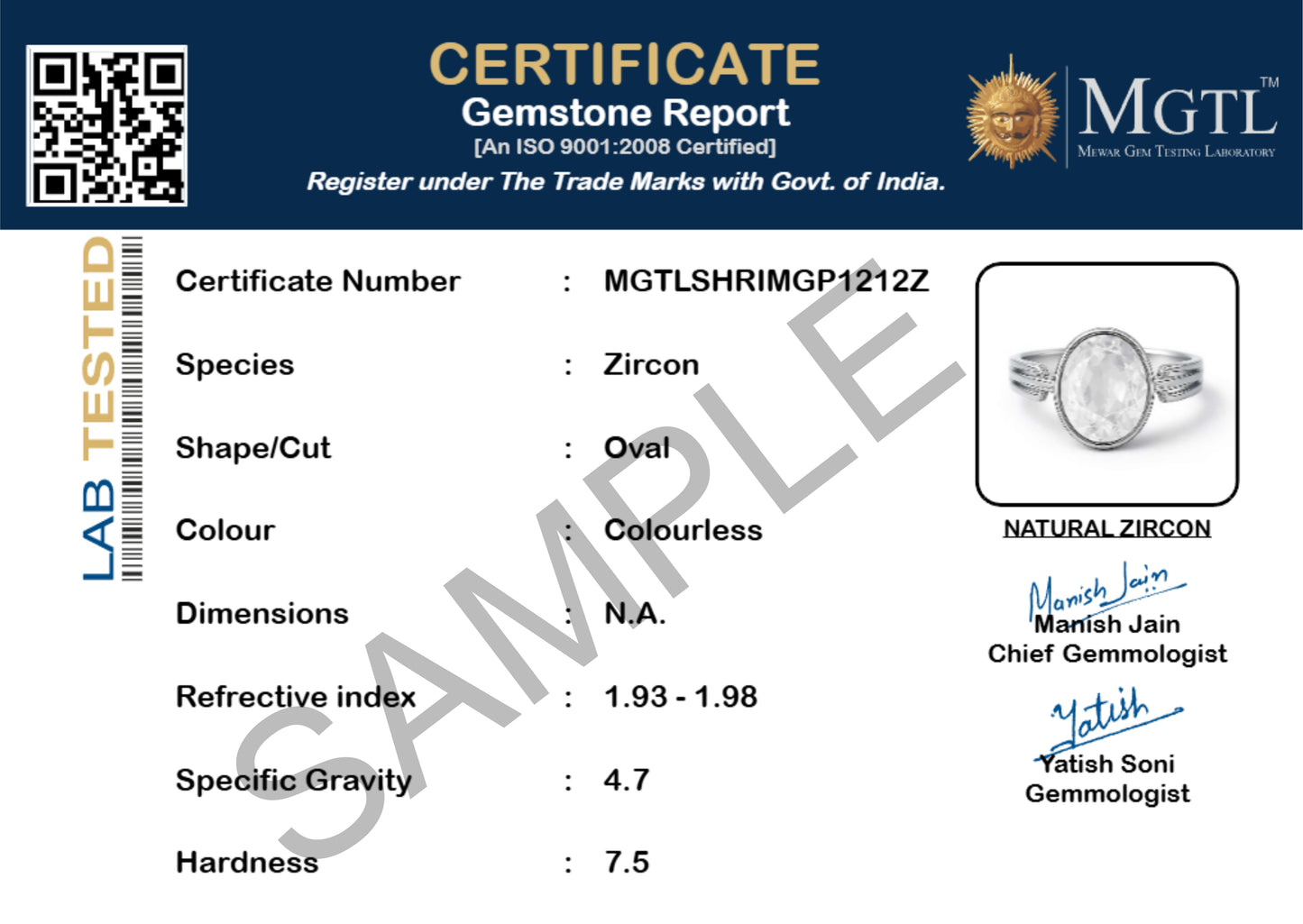 Bold and Stylish 925 Sterling Silver Natural Zircon Stone Ring for Men