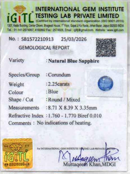 Blue Sapphire (Neelam) Gemstone - 2.25 Carats
