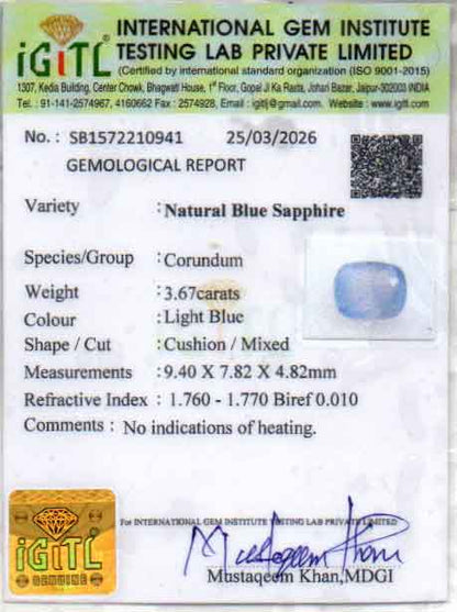 Blue Sapphire (Neelam) Gemstone - 3.67 Carats