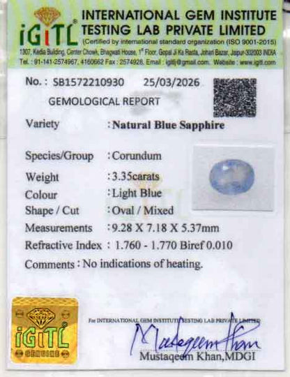 Blue Sapphire (Neelam) Gemstone - 3.35 Carats