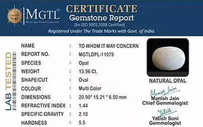 Opal - 13.96 Carats (Dudhiya Pathar - 15.36 Ratti)