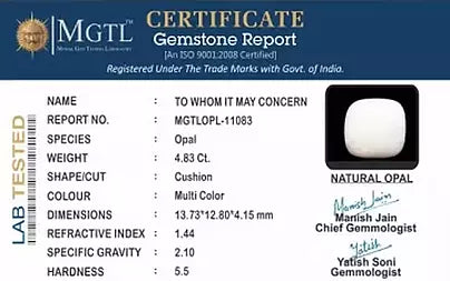 Opal - 4.83 Carats (Dudhiya Pathar - 5.26 Ratti)