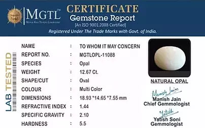 Opal - 12.67 Carats (Dudhiya Pathar - 13.94 Ratti)