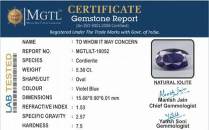 Iolite (Neeli)- 5.38 Carats