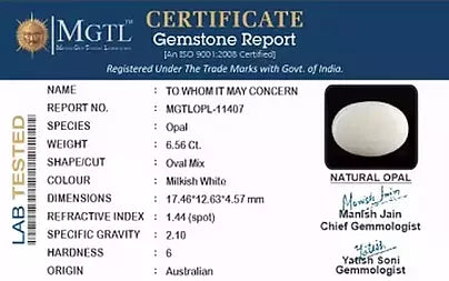 Opal - 6.56 Carats (Dudhiya Pathar - 7.15 Ratti)