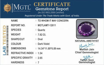 Amethyst - 7.82 Carats (Jamunia - 8.52 Ratti)