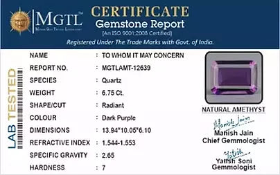 Amethyst - 6.75 Carats (Jamunia - 7.36 Ratti)