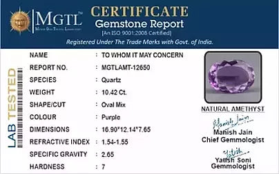 Amethyst - 10.42 Carats (Jamunia - 11.36 Ratti)