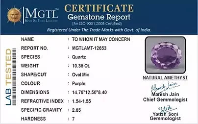Amethyst - 10.36 Carats (Jamunia - 11.29 Ratti)