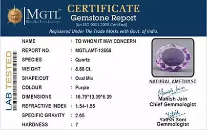 Amethyst - 8.88 Carats (Jamunia - 9.68 Ratti)