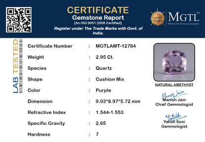 Amethyst - 2.95 Carats (Jamunia - 3.22 Ratti)
