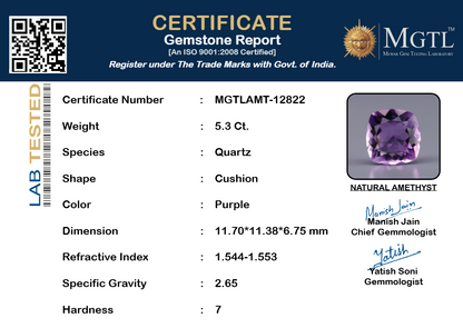 Amethyst - 5.3 Carats (Jamunia - 5.78 Ratti)