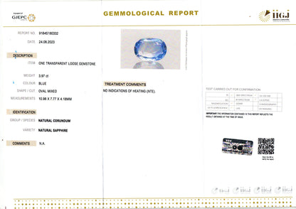 Blue Sapphire - 3.97 Carats (Neelam - 4.33 Ratti)