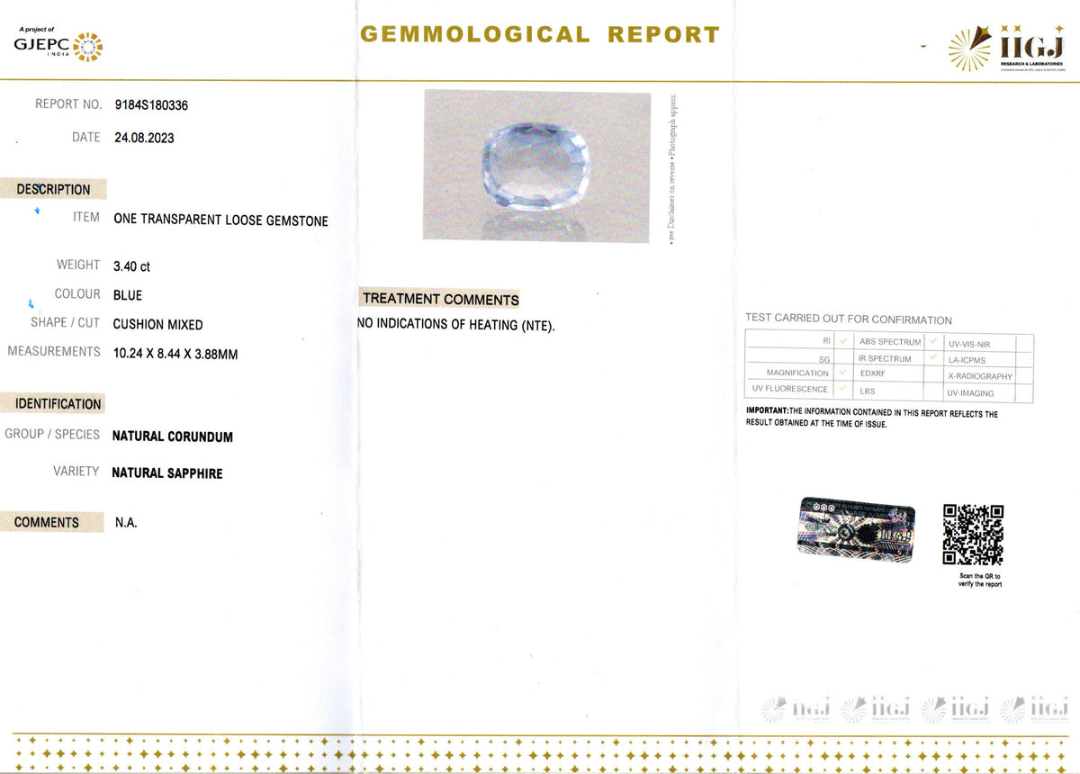 Blue Sapphire (Neelam) - 3.40 Carats