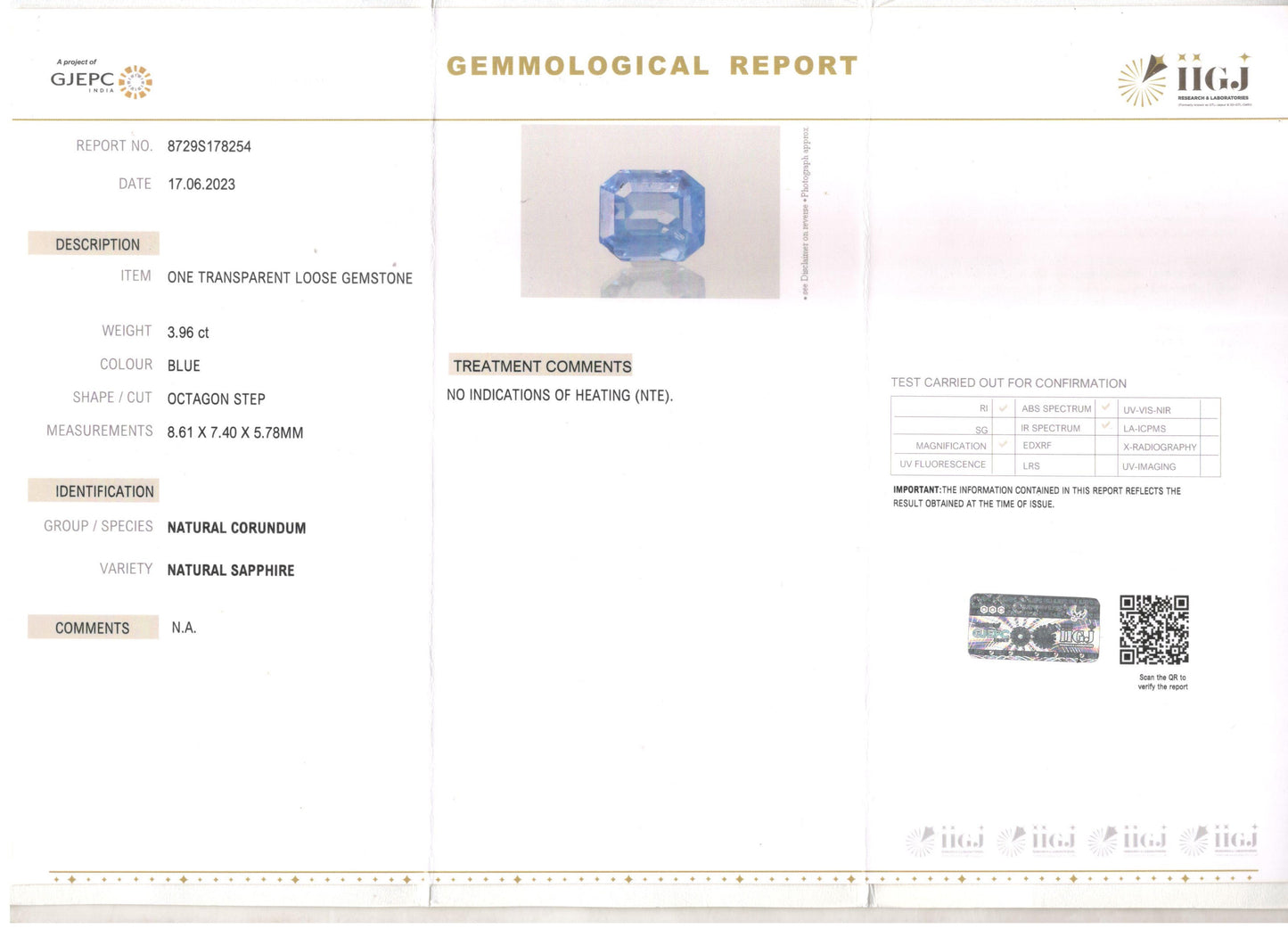 Blue Sapphire - 3.97 Carats (Neelam - 4.33 Ratti)