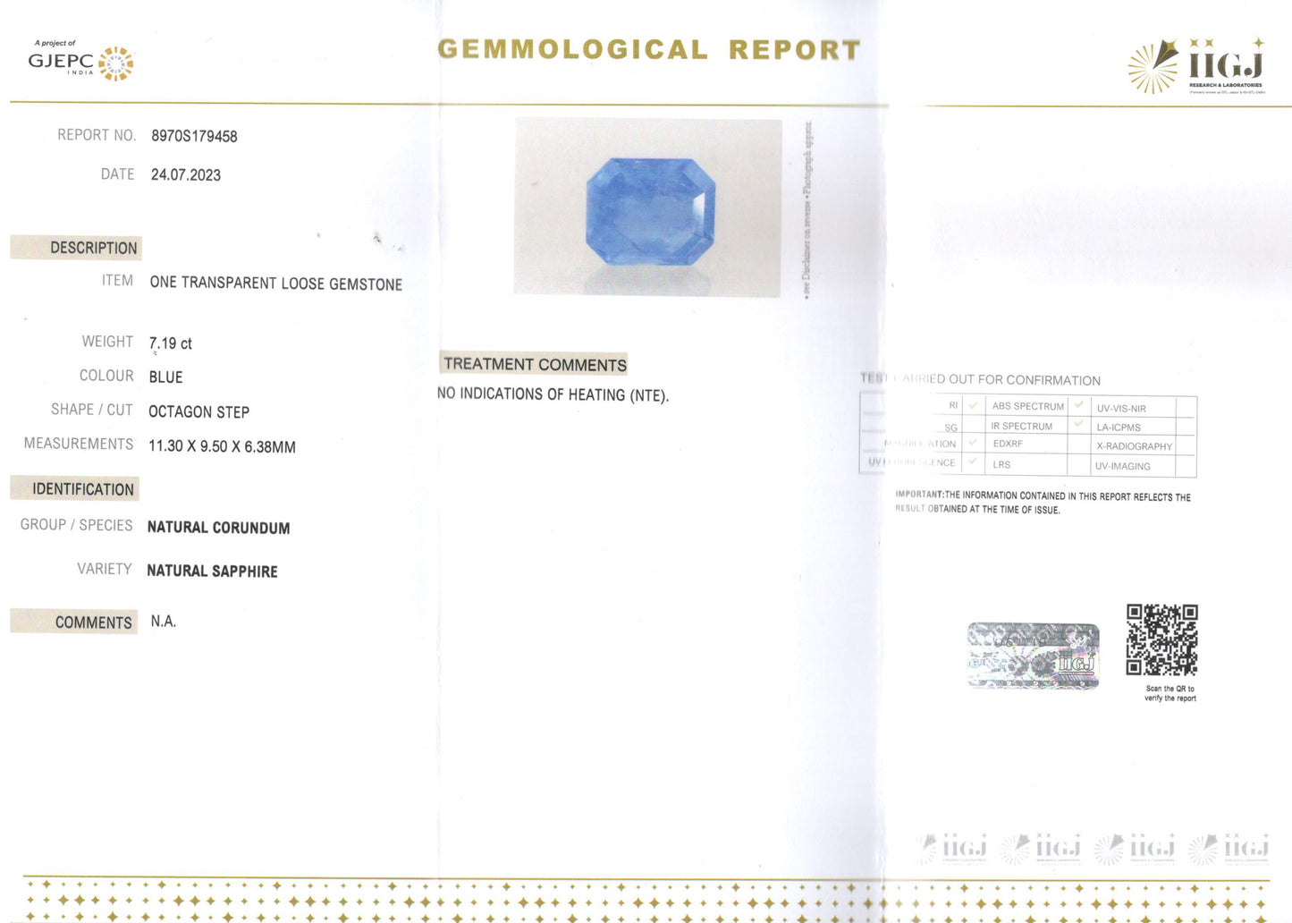 Blue Sapphire - 7.19 Carats (Neelam - 7.84 Ratti)