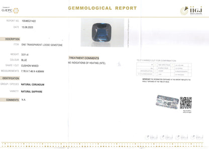 Blue Sapphire - 3.01 Carats (Neelam - 3.28 Ratti)