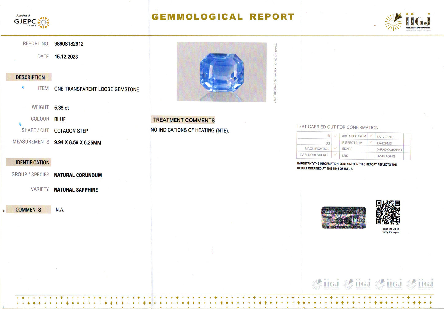Blue Sapphire - 5.38 Carats (Neelam - 5.86 Ratti)