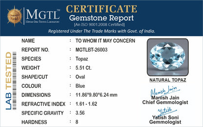 Blue Topaz - 5.51 Carats