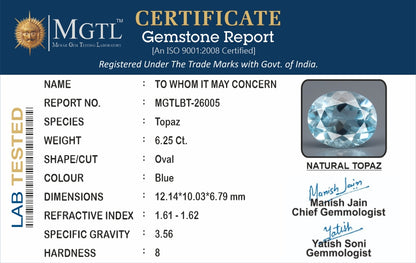 Blue Topaz - 6.25 Carats