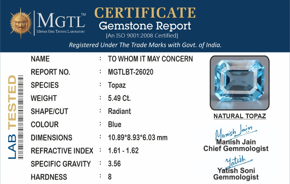 Blue Topaz - 5.49 Carats