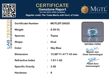 Blue Topaz - 9.59 Carats