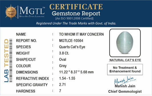 Cats Eye (Lehsunia) - 3.80 Carats