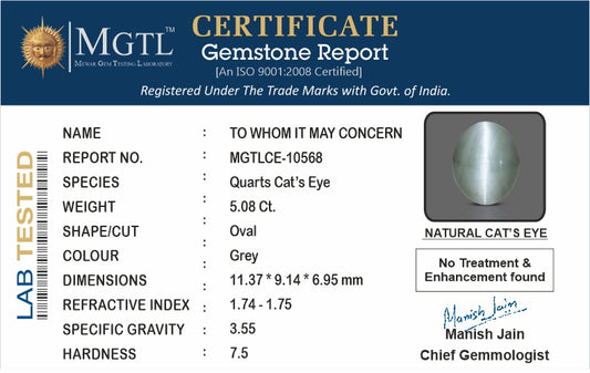 Cats Eye (Lehsunia) - 5.08 Carats