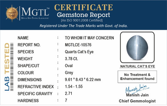 Cats Eye (Lehsunia) - 3.78 Carats