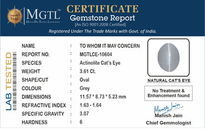 Cats Eye (Lehsunia) - 3.61 Carats