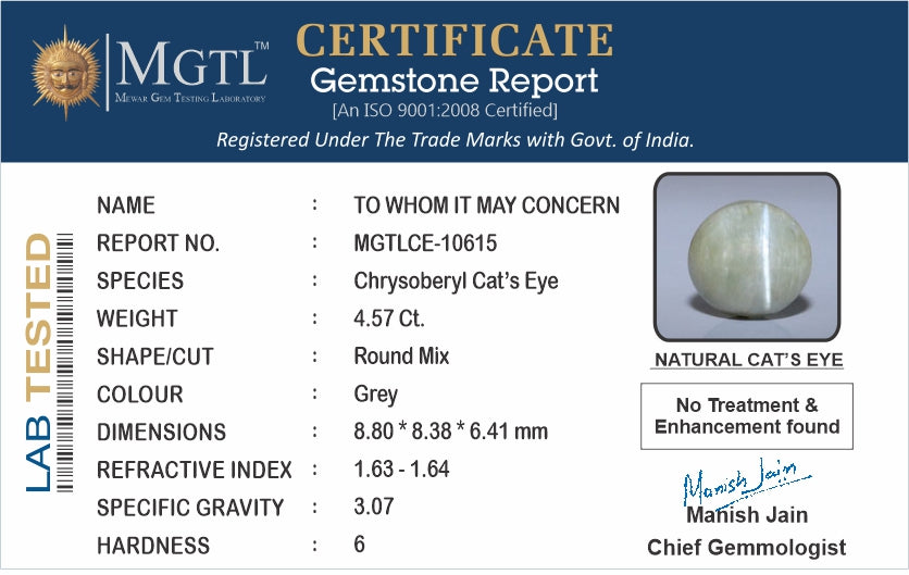 Cats Eye (Lehsunia) - 4.57 Carats