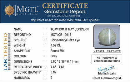 Cats Eye (Lehsunia) - 4.57 Carats
