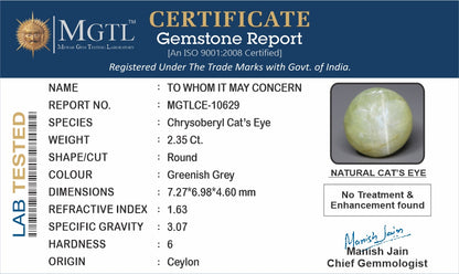 Cats Eye (Lehsunia) - 2.35 Carats