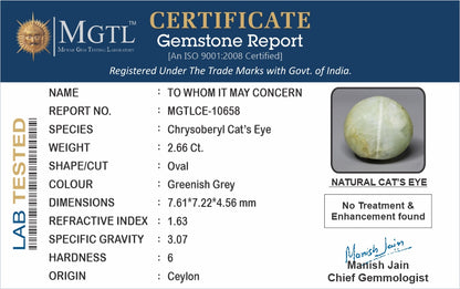 Cats Eye (Lehsunia) - 2.66 Carats