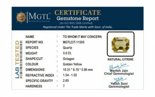 Citrine - 3.60 Carats (Sunela - 3.92 Ratti)