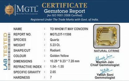 Citrine - 5.23 Carats (Sunela - 5.70 Ratti)