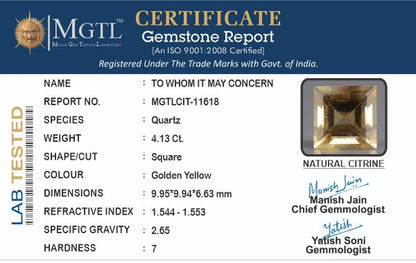 Citrine - 4.13 Carats (Sunela - 4.50 Ratti)