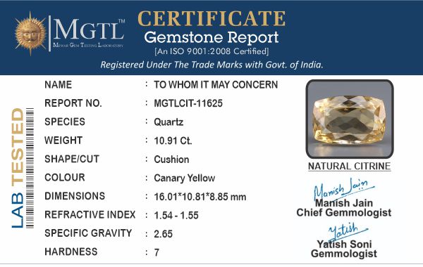 Citrine (Sunela)- 10.91 Carats